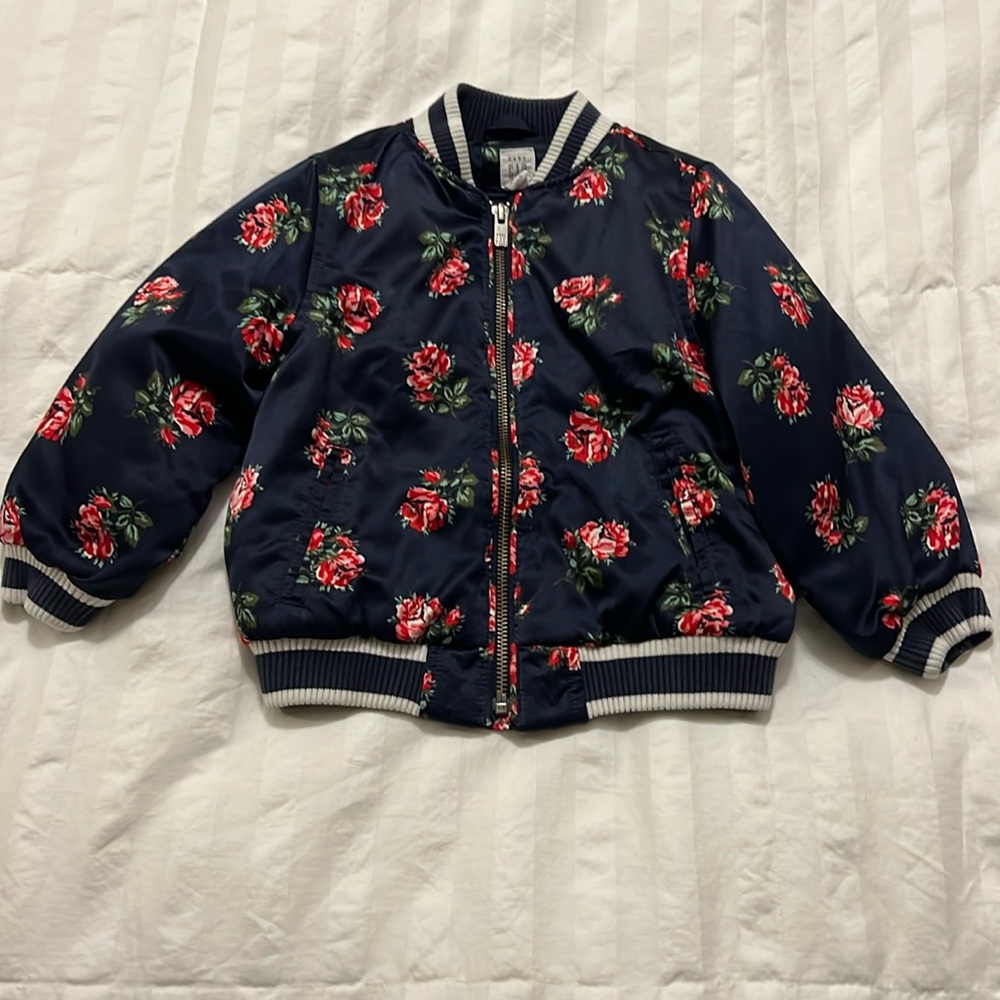 Gap Navy Floral Satin Jacket